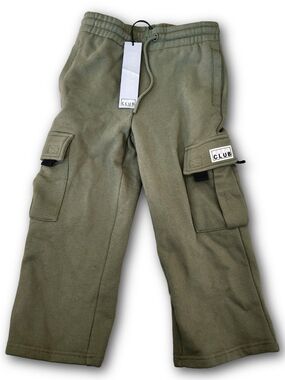 Pro Club Youth Fleece Oversized Cargo Sweatpants - Olive Green Size S (6-7 Yrs)